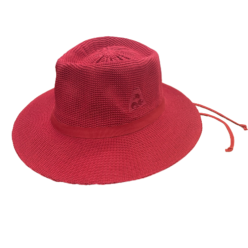 Ladies RED Broad Brim Lawn Bowls Hat - 306