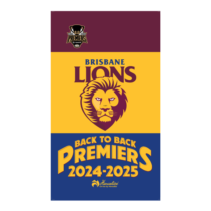 AFL Dri-tec Towel - Back to Back PREMIER's - BRISBANE LIONS
